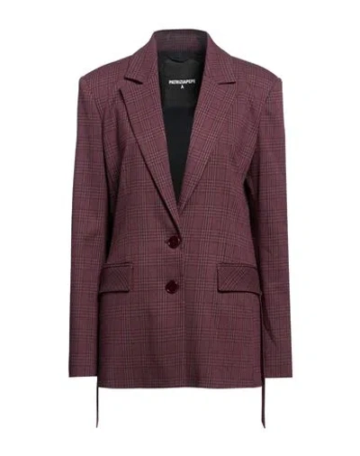 Patrizia Pepe Woman Blazer Garnet Size 8 Polyester, Viscose, Elastane In Burgundy