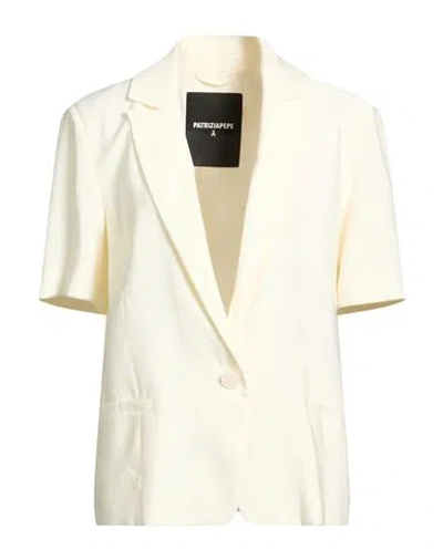 Patrizia Pepe Woman Blazer Ivory Size 8 Virgin Wool, Polyamide, Elastane In Neutral