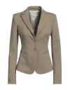 Patrizia Pepe Woman Blazer Khaki Size 10 Cotton, Polyamide, Elastane In Beige