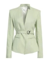 PATRIZIA PEPE PATRIZIA PEPE WOMAN BLAZER LIGHT GREEN SIZE 6 VISCOSE, LINEN, ELASTANE