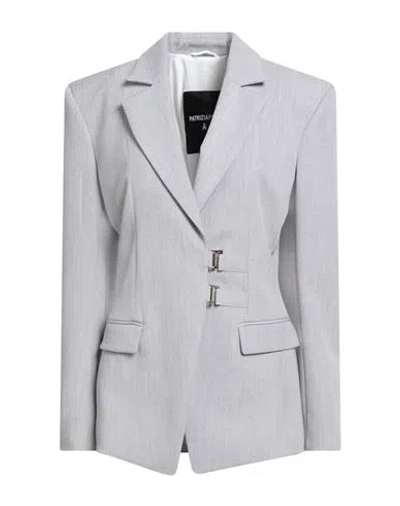 PATRIZIA PEPE PATRIZIA PEPE WOMAN BLAZER LIGHT GREY SIZE 8 POLYESTER, VISCOSE, ELASTANE
