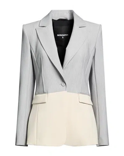 Patrizia Pepe Woman Blazer Light Grey Size 8 Polyester, Viscose, Elastane In Gray