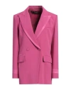 Patrizia Pepe Tonal-trim Double-breasted Blazer In Magenta