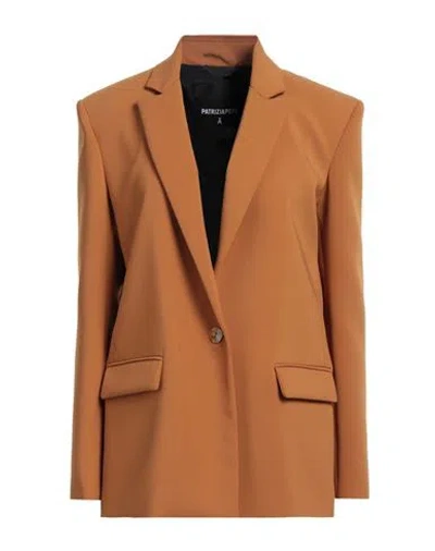 Patrizia Pepe Woman Blazer Mustard Size 8 Polyester, Elastane In Brown