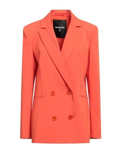 Patrizia Pepe Woman Blazer Orange Size 10 Polyester, Elastane