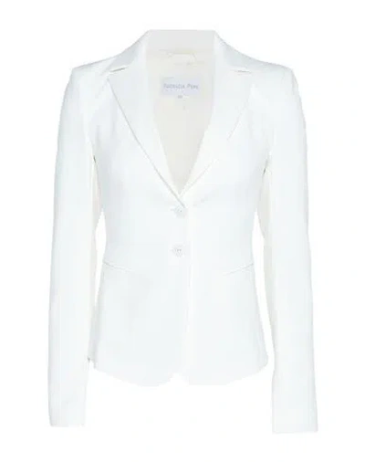 Patrizia Pepe Woman Blazer White Size 4 Cotton, Polyamide, Elastane