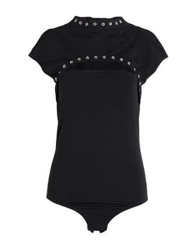 Patrizia Pepe Woman Bodysuit Black Size 2 Viscose, Elastane