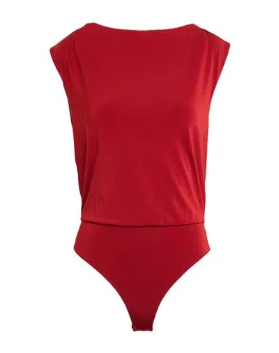 Patrizia Pepe Woman Bodysuit Brick Size 1 Acetate, Polyamide, Elastane In Red
