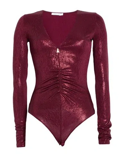 Patrizia Pepe Woman Bodysuit Burgundy Size 0 Polyester, Elastane In Red
