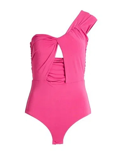 Patrizia Pepe Woman Bodysuit Fuchsia Size 1 Acetate, Polyamide, Rayon In Pink