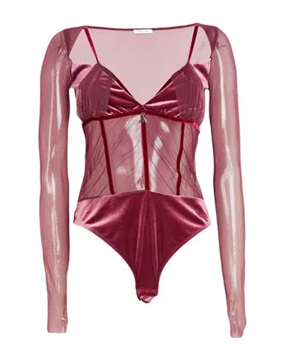 Patrizia Pepe Woman Bodysuit Garnet Size 2 Polyamide, Elastane In Red