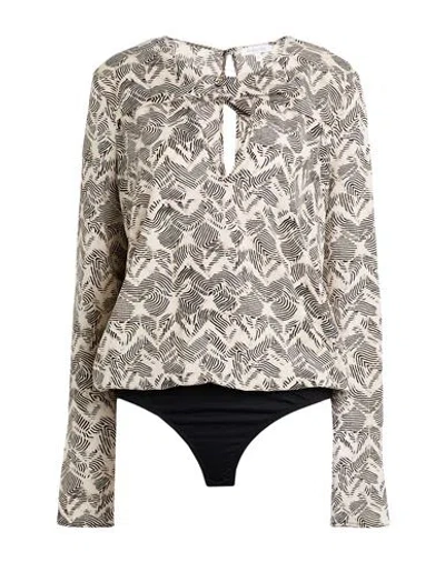 Patrizia Pepe Woman Bodysuit Ivory Size 3 Polyester, Elastane In Gray