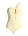 Patrizia Pepe Woman Bodysuit Pastel Yellow Size 2 Acetate, Polyamide, Rayon In Yellow