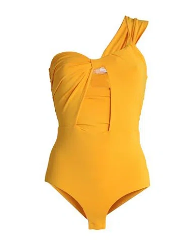 Patrizia Pepe Woman Bodysuit Ocher Size 0 Acetate, Polyamide, Rayon In Yellow
