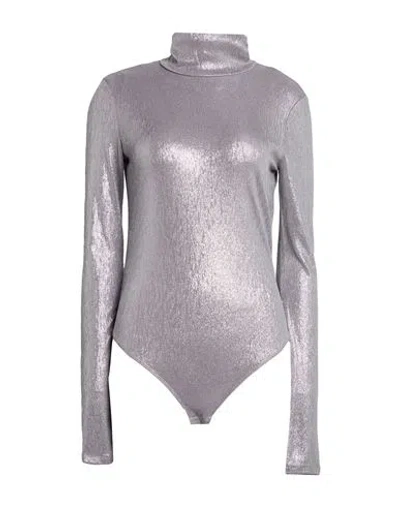 Patrizia Pepe Woman Bodysuit Silver Size 3 Polyester, Elastane