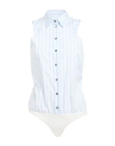 Patrizia Pepe Woman Bodysuit Sky Blue Size 4 Cotton