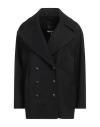 Patrizia Pepe Woman Coat Black Size 6 Cotton, Polyester, Virgin Wool In Black