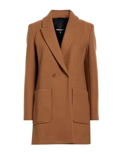 Patrizia Pepe Woman Coat Camel Size 8 Polyester, Viscose, Wool In Brown