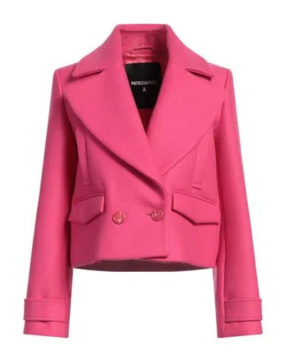 Patrizia Pepe Woman Coat Fuchsia Size 6 Virgin Wool, Polyamide In Pink