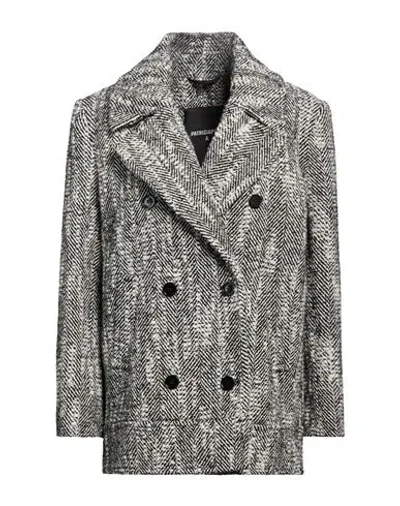 Patrizia Pepe Chevron Double Breasted Coat In Gray