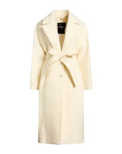 Patrizia Pepe Woman Coat Ivory Size 4 Virgin Wool, Mohair Wool, Polyamide In Brown