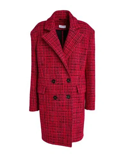 Patrizia Pepe Woman Coat Red Size 6 Polyester, Acrylic, Cotton, Polyamide, Wool