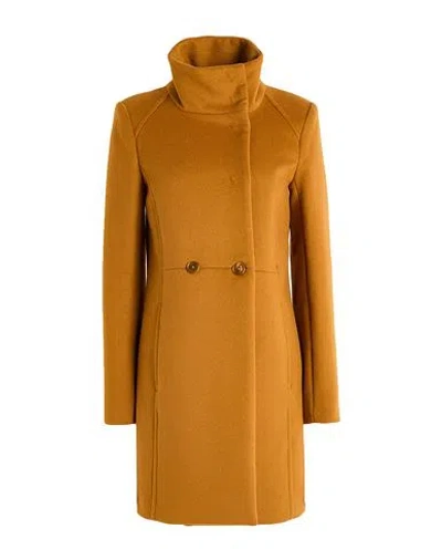 Patrizia Pepe Woman Coat Sand Size 4 Wool, Polyamide In Orange