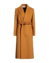 Patrizia Pepe Woman Coat Tan Size 4 Wool, Polyamide In Brown