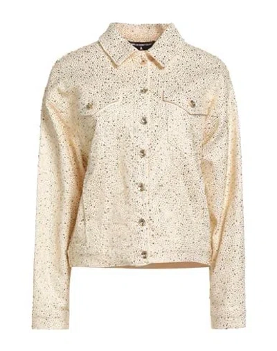 Patrizia Pepe Woman Denim Outerwear Cream Size 10 Cotton, Elastane, Glass In White