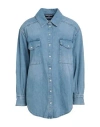 Patrizia Pepe Woman Denim Shirt Blue Size 10 Cotton In Blue