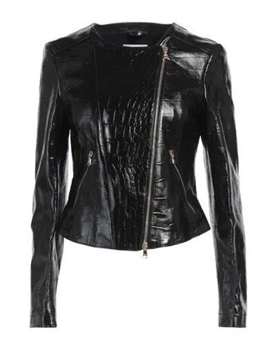 Patrizia Pepe Woman Jacket Black Size 4 Lambskin