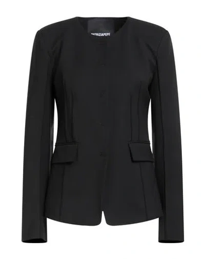 Patrizia Pepe Woman Jacket Black Size 8 Polyester, Virgin Wool, Elastane
