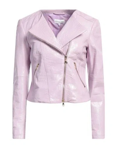 Patrizia Pepe Woman Jacket Lilac Size 4 Lambskin In Purple