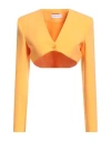 Patrizia Pepe Woman Jacket Mandarin Size 6 Polyester, Elastane In Yellow