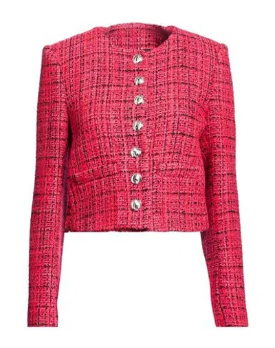 Patrizia Pepe Woman Jacket Red Size 8 Polyester, Acrylic, Cotton, Polyamide, Wool In Multi