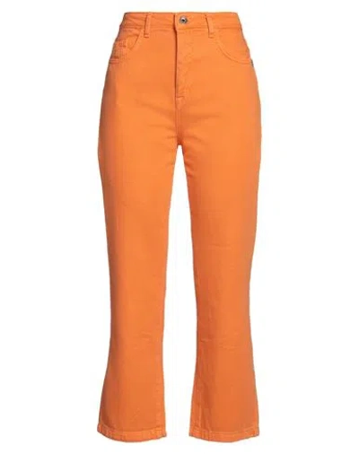 Patrizia Pepe Woman Denim Pants Orange Size 27 Cotton