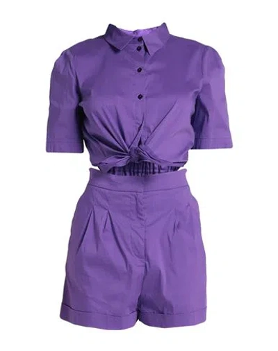 Patrizia Pepe Woman Jumpsuit Purple Size 8 Cotton, Polyamide, Elastane In Purple