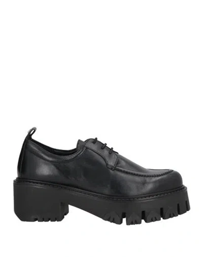 Patrizia Pepe Woman Lace-up Shoes Black Size 10 Leather