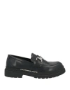 Patrizia Pepe Woman Loafers Black Size 8 Textile Fibers