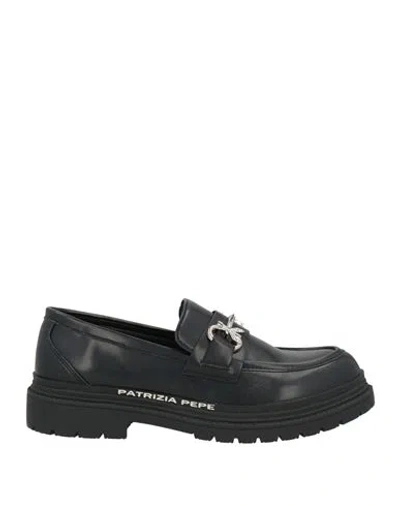Patrizia Pepe Woman Loafers Black Size 8 Textile Fibers