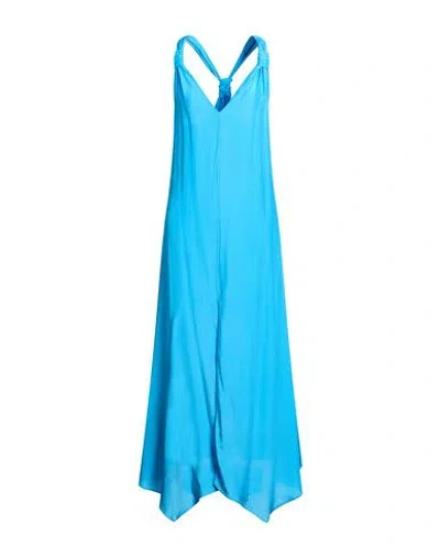 Patrizia Pepe Woman Maxi Dress Azure Size 4 Viscose In Blue