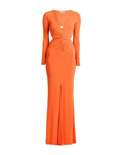 Patrizia Pepe Woman Maxi Dress Orange Size 0 Acetate, Polyamide, Elastane