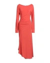 Patrizia Pepe Woman Maxi Dress Orange Size 3 Acetate, Polyamide, Elastane