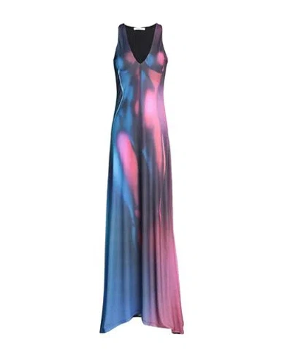 Patrizia Pepe Body-print Scoop-neck Maxi Dress In Blue