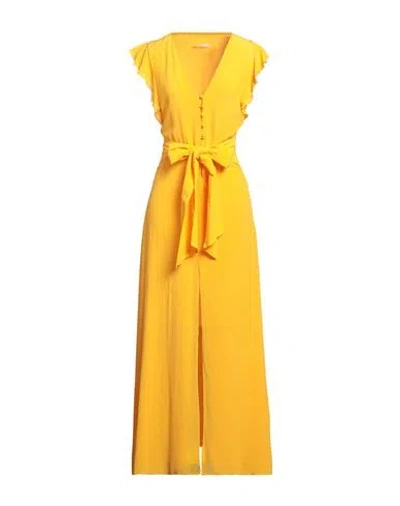 Patrizia Pepe Woman Maxi Dress Yellow Size 8 Silk