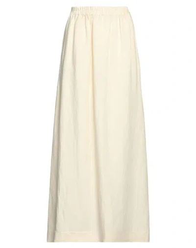 Patrizia Pepe Woman Maxi Skirt Cream Size 10 Viscose, Linen In White