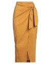 Patrizia Pepe Woman Maxi Skirt Mustard Size 10 Cotton, Polyamide, Elastane In Yellow