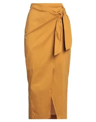Patrizia Pepe Woman Maxi Skirt Mustard Size 10 Cotton, Polyamide, Elastane In Yellow