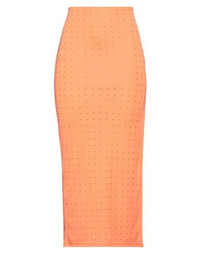 Patrizia Pepe Woman Maxi Skirt Orange Size 0 Polyester, Glass