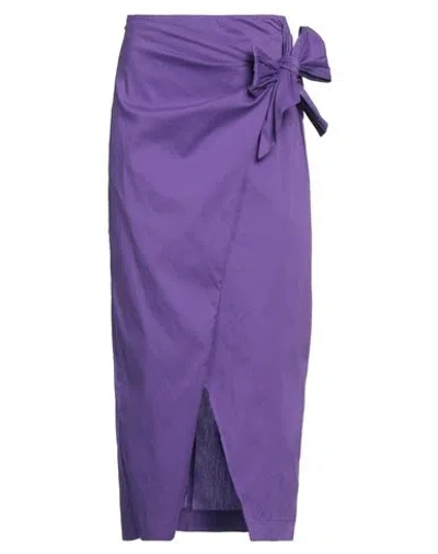 Patrizia Pepe Woman Maxi Skirt Purple Size 4 Cotton, Polyamide, Elastane